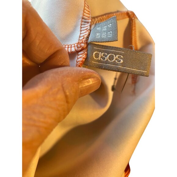 ASOS Floral Print Orange Midi Dress With Ruffle Detail - Picture 3 of 9